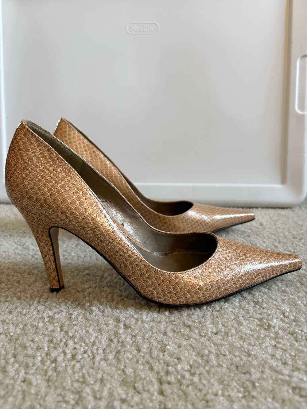 J.Renee Textured Tan Pointed-Toe High Heels